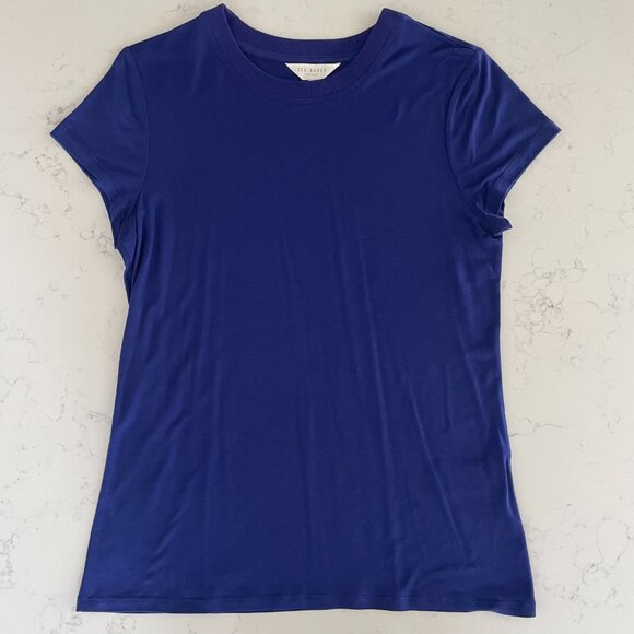 Ted Baker London Short Sleeve Crew Neck 100% Lyocell Top Bold Purple US 4-6/10UK - Picture 2 of 10